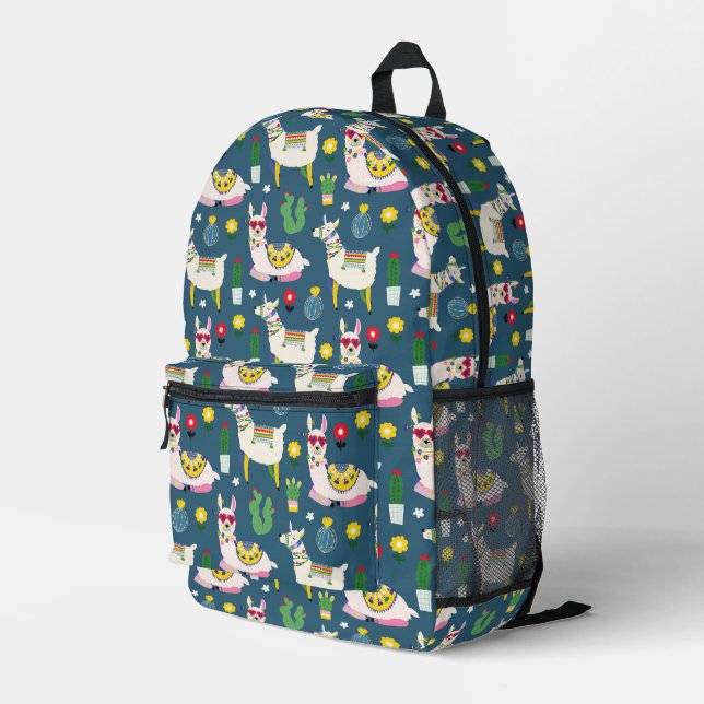 Llamas In Sunglasses Pattern Printed Backpack (Back Corner Right)