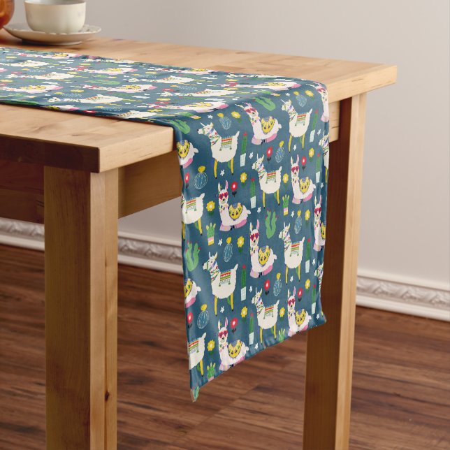 Llamas In Sunglasses Pattern Short Table Runner (In Situ)