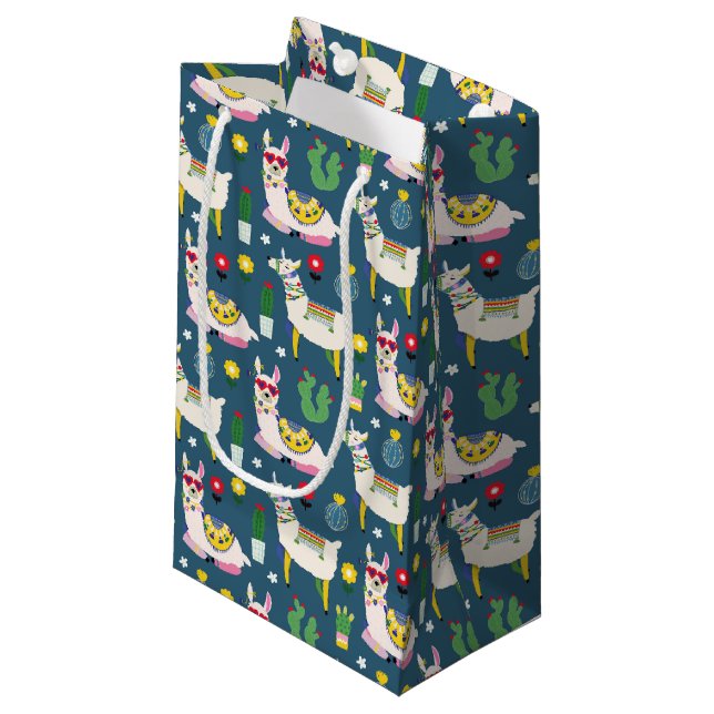 Llamas In Sunglasses Pattern Small Gift Bag (Front Angled)