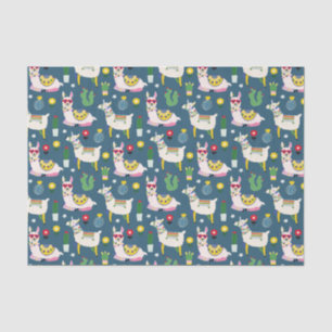 Llamas In Sunglasses Pattern Tissue Paper