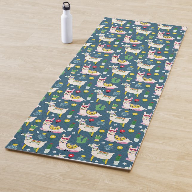 Llamas In Sunglasses Pattern Yoga Mat (In Situ)