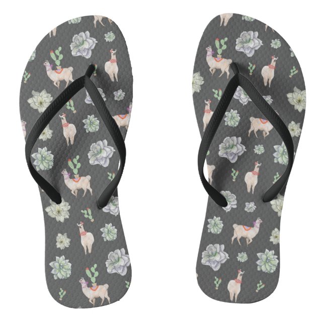 Llamas in the desert with cacti and amaryllis jandals (Footbed)