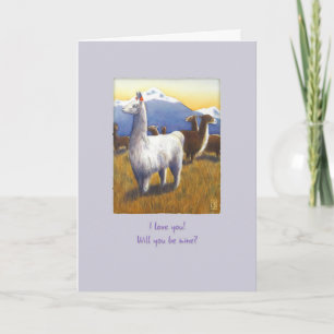 Llamas on Light Mauve Valentine Card