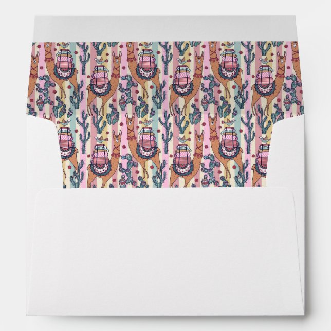 Llamas On Stripes Pattern Envelope (Back (Bottom))
