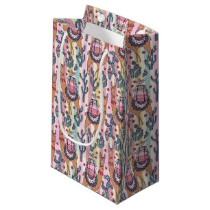 Llamas On Stripes Pattern Small Gift Bag