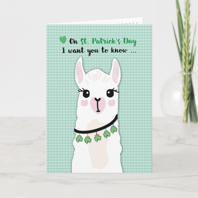 Llamas St. Patricks Day Shamrocks Card (Front)