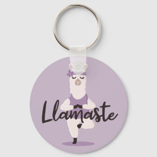 Llamaste Cute & Fun Purple Llama Yoga Character Key Ring