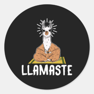 Llamaste Funny Yoga Llama Meditation Zen Lover Classic Round Sticker