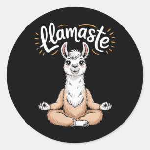 Llamaste Meditating Llama Yoga Pun Zen Humour Classic Round Sticker