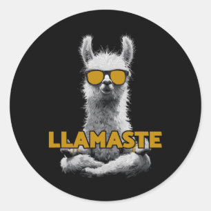 Llamaste Yoga Llama With Sungles Classic Round Sticker