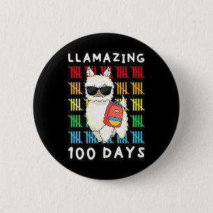 Llamazing 100 Days Of School Kids Llama Teacher 10 6 Cm Round Badge