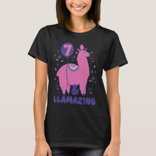 Llamazing 7th Birthday 7 Years Old Llama Girls Kid T-Shirt