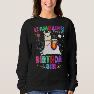 Llamazing Birthday Girl Llama Alpaca Theme Family  Sweatshirt