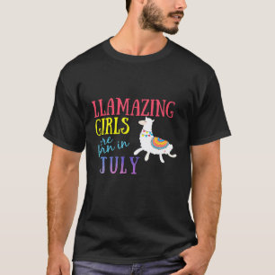 Llamazing Girls Are Born In July Cute Llama T-Shirt