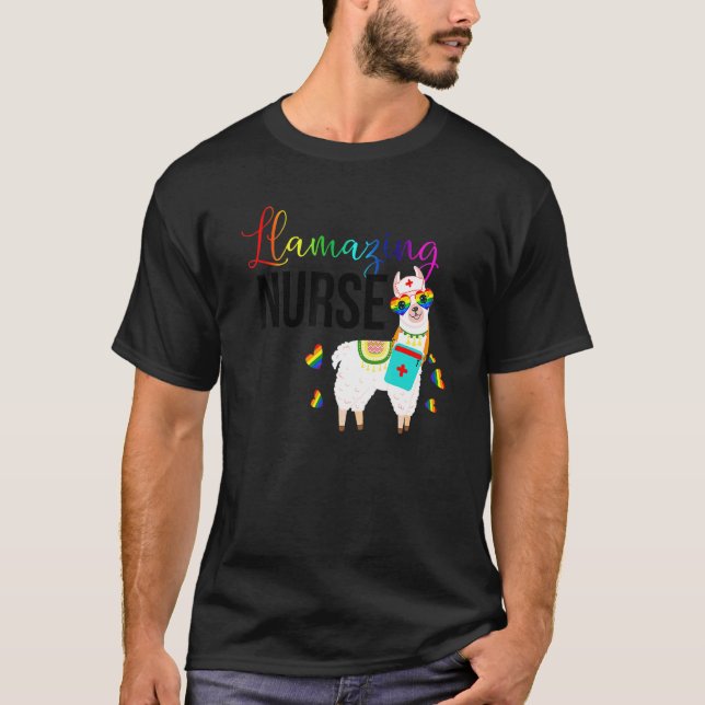Llamazing Nurse Cute Llama Sunglasses Amazing Lgbt T-Shirt (Front)