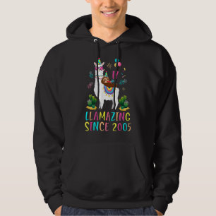 Llamazing Since 2005 Llama 17th Birthday 17 Years Hoodie