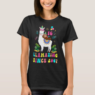 Llamazing Since 2007 Llama 16th Birthday 16 Years T-Shirt