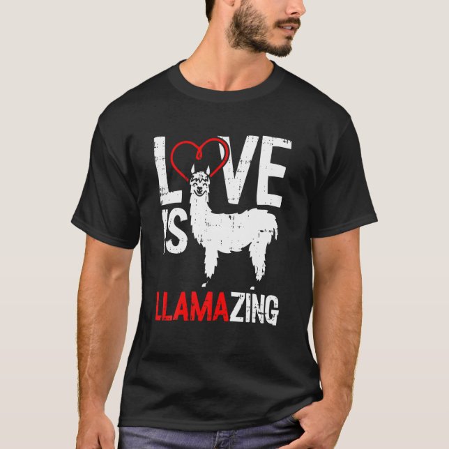 Llamazing Valentines Day Cute V-Day Heart Boys Gir T-Shirt (Front)