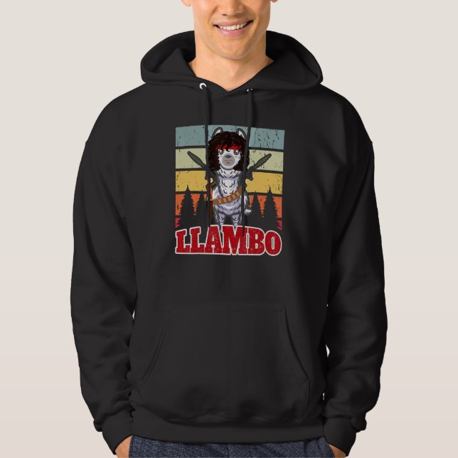 Llambo Military Llama Commando  Hilarious Present  Hoodie (Front)