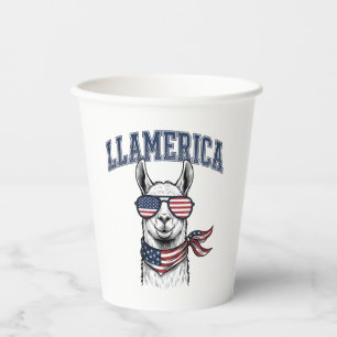 Llamerica Patriotic Llama Vintage Engraving T-Shir Paper Cups