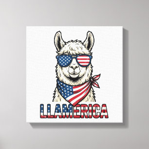 Llamerica Patriotic Llama Vintage Vector Design_1 Canvas Print