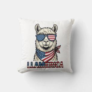 Llamerica Patriotic Llama Vintage Vector Design_1 Cushion