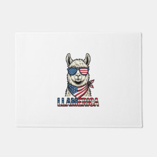 Llamerica Patriotic Llama Vintage Vector Design_1 Doormat