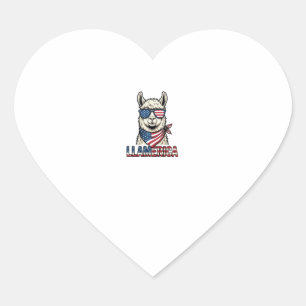 Llamerica Patriotic Llama Vintage Vector Design_1 Heart Sticker