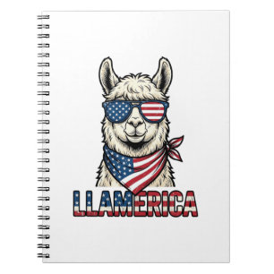 Llamerica Patriotic Llama Vintage Vector Design_1 Notebook