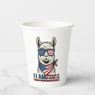 Llamerica Patriotic Llama Vintage Vector Design_1 Paper Cups