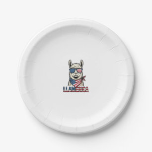 Llamerica Patriotic Llama Vintage Vector Design_1 Paper Plate