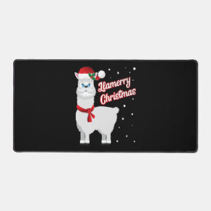 Llamerry Merry Christmas Llama Santa Claus Desk Mat