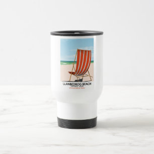 Llanbedrog Beach, Gwynedd Wales seaside poster Travel Mug