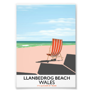Llanbedrog beach Wales beach travel poster