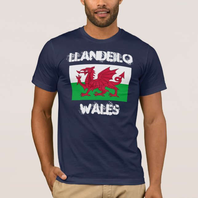 Llandeilo, Wales with Welsh flag T-Shirt (Front)