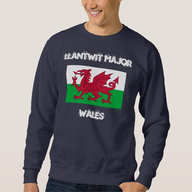 Llantwit Major, Wales with Welsh flag Sweatshirt (Front)