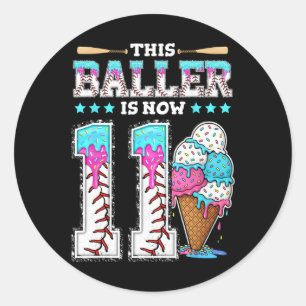 Ller Is Now 11 Year Ice Cream Drip 11th Birthday S Classic Round Sticker