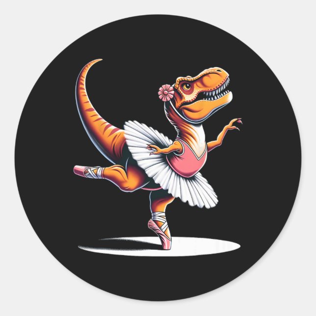 Llerina T-rex Dancing  Classic Round Sticker (Front)