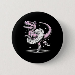 Llet Dancing T-rex In Tutu And Slippers  6 Cm Round Badge