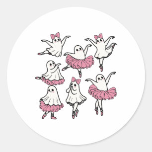 Llet Ghost Dancer Cute Boo Dancing Halloween Classic Round Sticker
