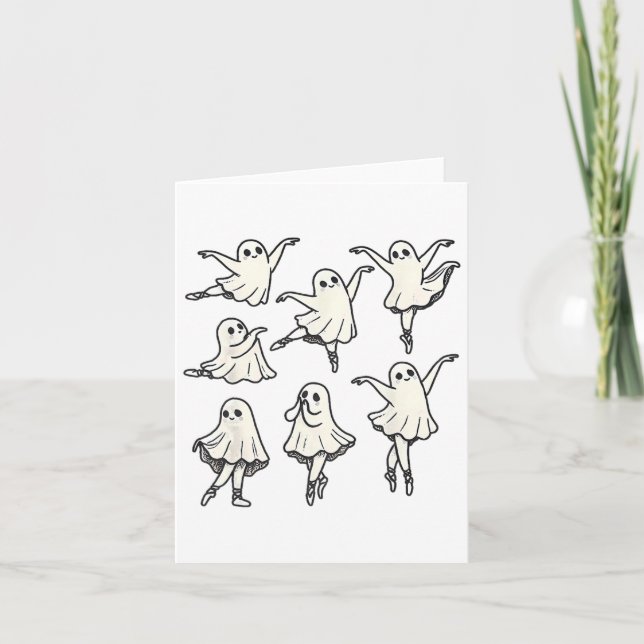 Llet Ghost Llet Dancer Spooky Dance Teacher Hallow Card (Front)