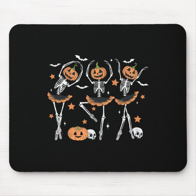 Llet Pumpkin Skeleton Scary Halloween Men Women Bo Mouse Pad (Front)