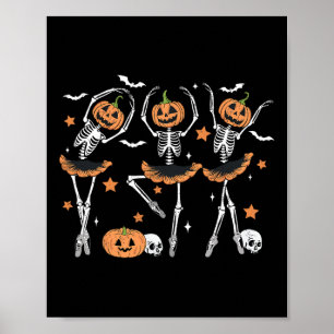 Llet Pumpkin Skeleton Scary Halloween Men Women Bo Poster