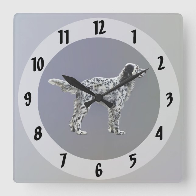 LLewellin Setter Square Wall Clock (Front)