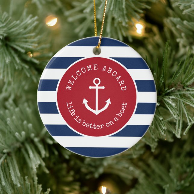 Llife is better on a boat Christmas ornament (Tree)