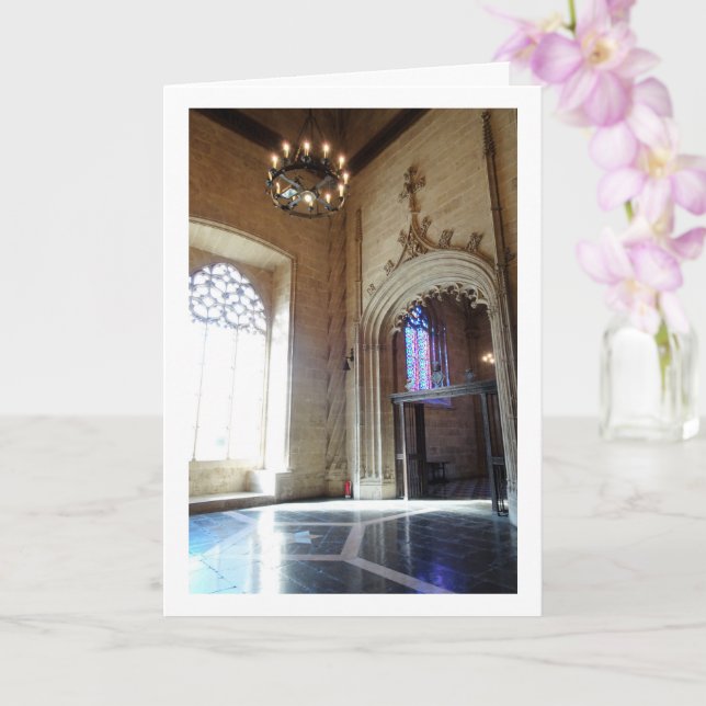 Llotja de la Seda Portrait, Valencia City, Spain Card (Orchid)