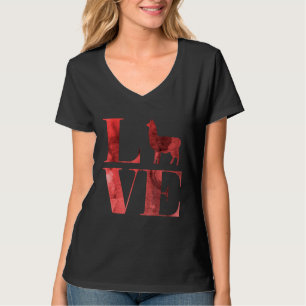 Llove Llama Red Watercolor Design Mens and Womens T-Shirt