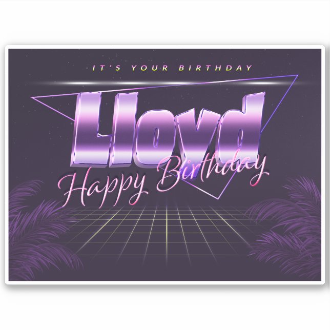 Lloyd Name First Name lilac retro sticker birthday (Front)