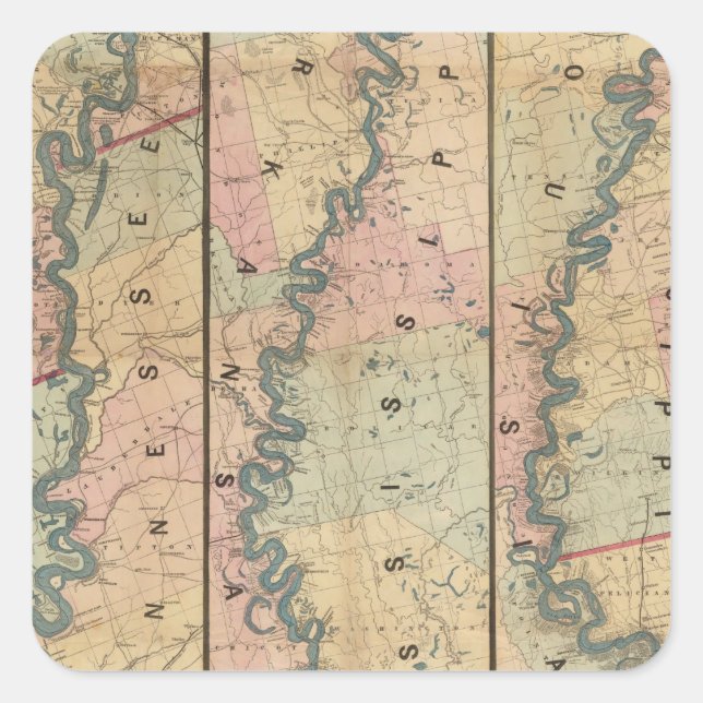 Lloyd's map of the Lower Mississippi River Square Sticker (Front)