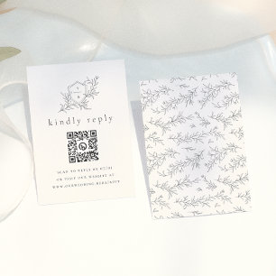llustrated Botanical Initials QR Code Wedding RSVP Enclosure Card